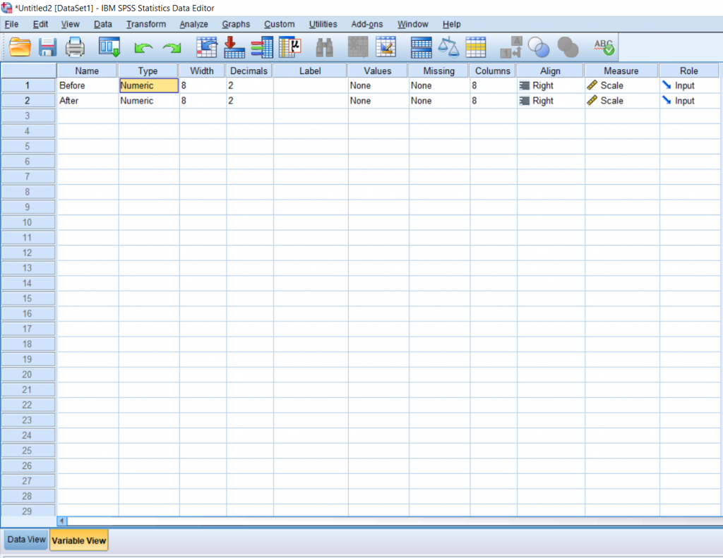 Screenshot of SPSS document
